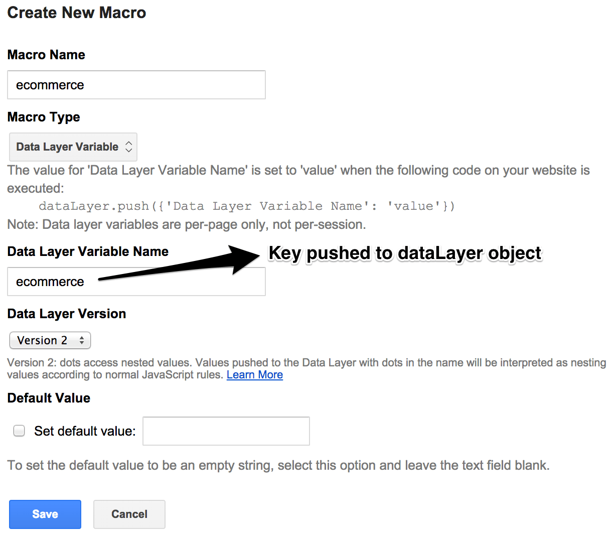 Assining dataLayer key or variable to a GTM macro