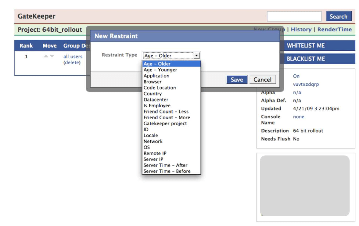 Gatekeeper admin interface to define rule based feature toggles