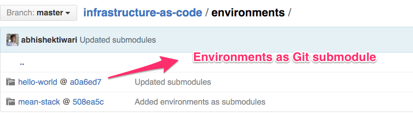 Environments as Git submodules